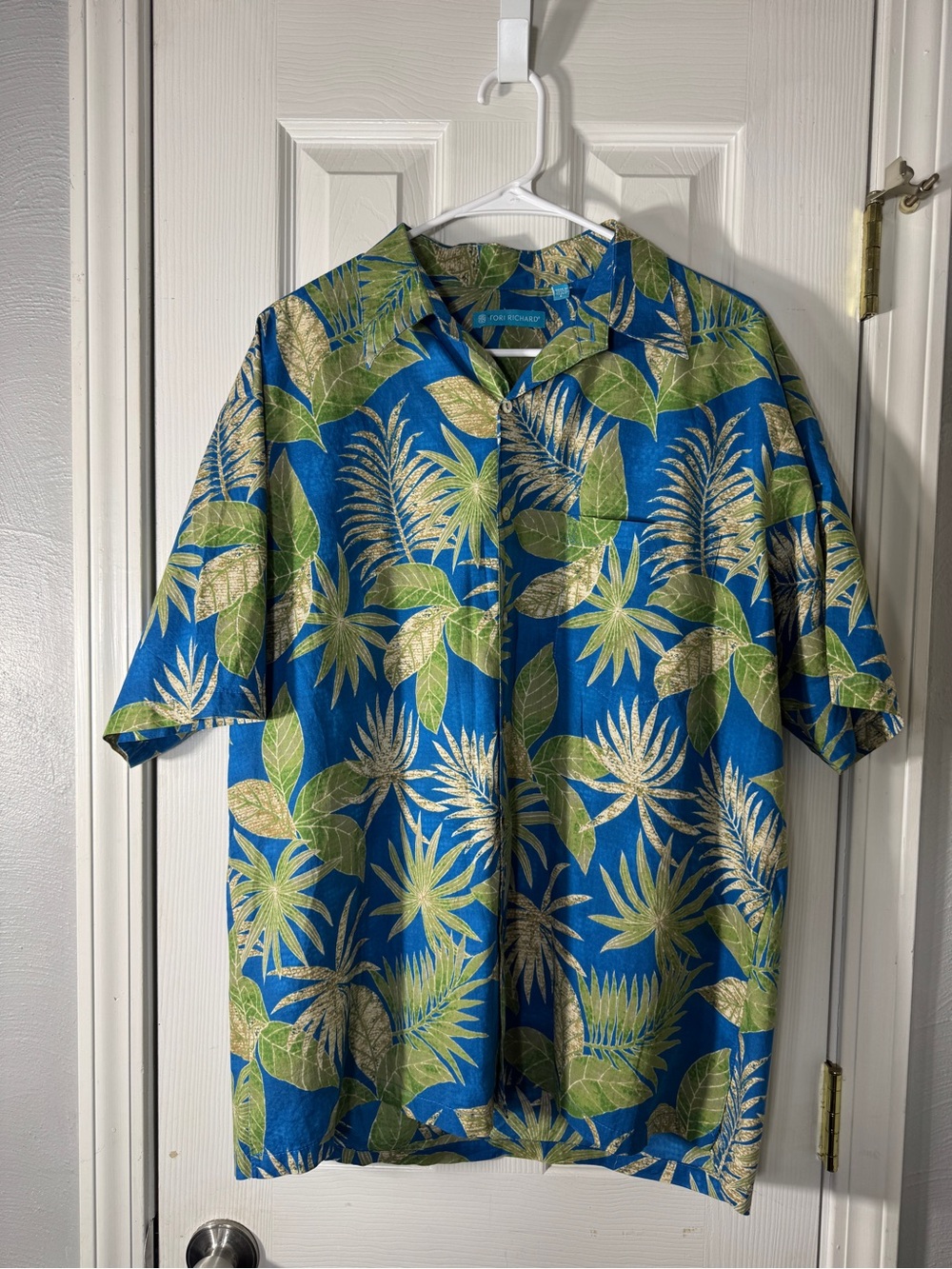 Tori Richard Hawaii Cotton Lawn Aloha Shirt Menās Large Blue Palm Print Made USA - Picture 4 of 9